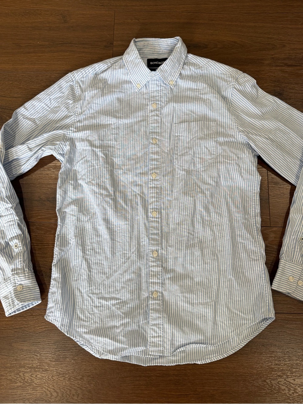 Bonobos Blue and White Striped Button-Down Shirt